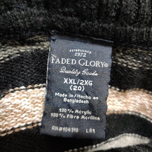 Faded Glory XXL Black Tan Gray Striped Knit Cowl Neck Batwing Sleeve Sweater - Picture 8 of 8